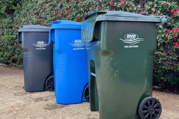 3 waste and recycling containers